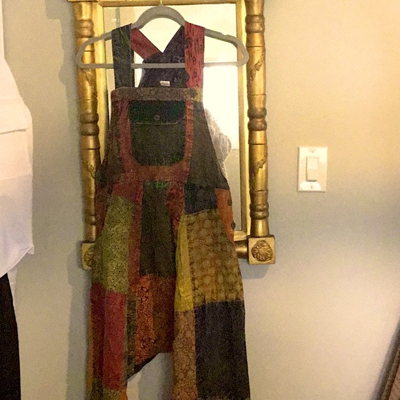 Funky overalls in patched material size L made in India - Picture 1 of 9